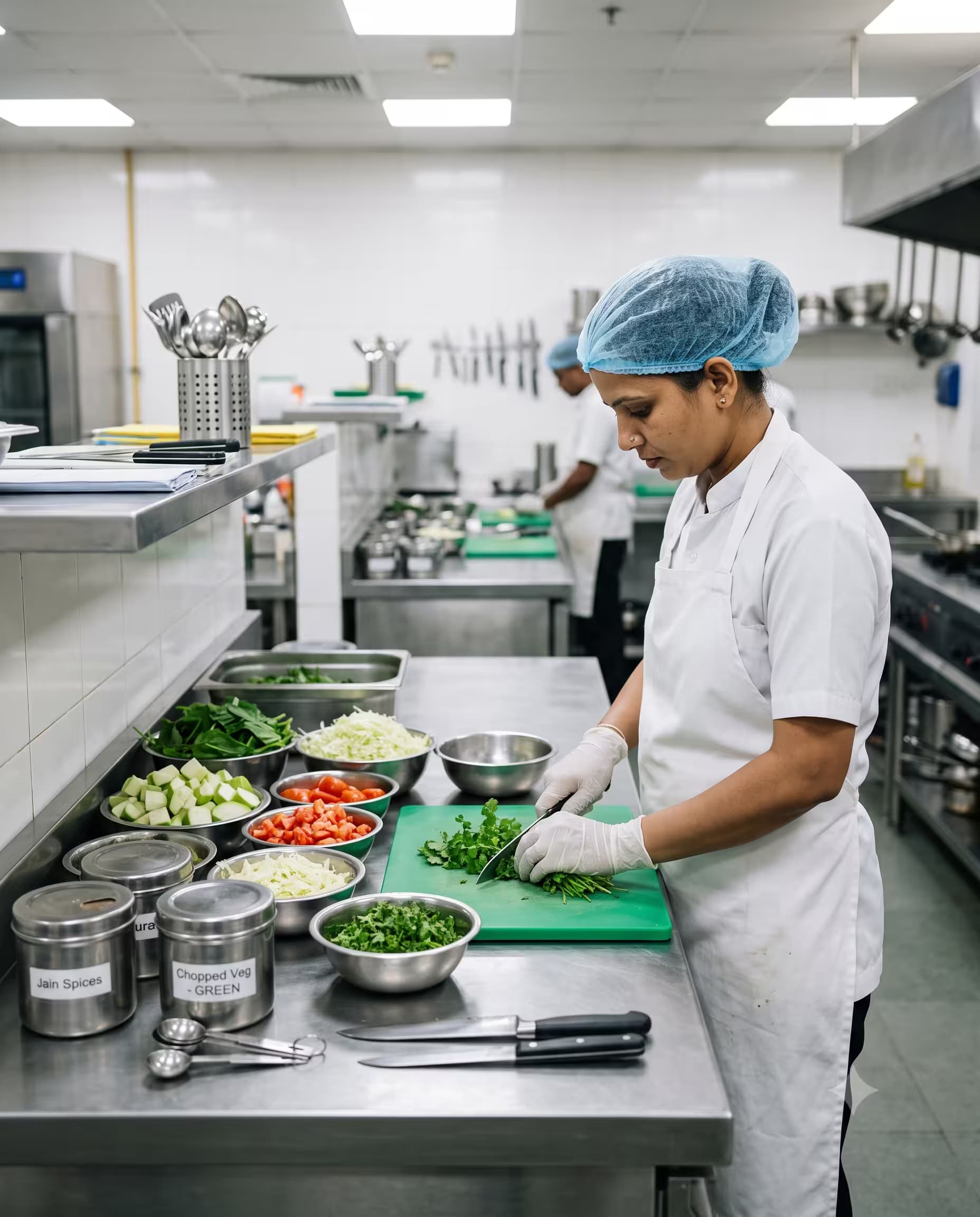 Separate preparation area used for Jain cooking